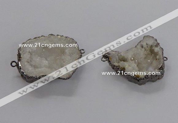 NGC1250 30*40mm - 40*45mm freefrom druzy agate connectors wholesale