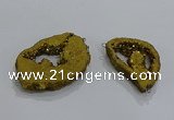 NGC1273 25*30mm - 30*40mm freeform plated druzy agate connectors