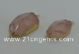 NGC1276 18*25mm - 30*35mm freeform rose quartz connectors