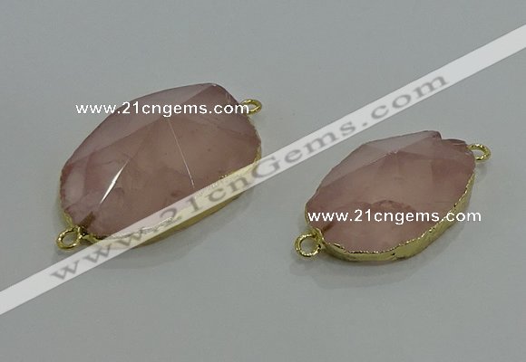 NGC1276 18*25mm - 30*35mm freeform rose quartz connectors