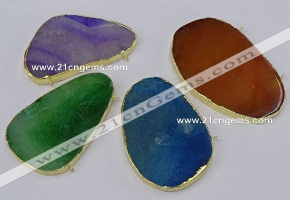 NGC1287 45*75mm - 55*80mm freeform agate gemstone connectors