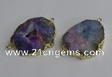 NGC1302 25*35mm - 35*45mm freeform druzy agate connectors