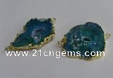 NGC1305 25*35mm - 35*45mm freeform druzy agate connectors