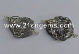 NGC1319 25*30mm - 30*35mm freeform plated druzy agate connectors