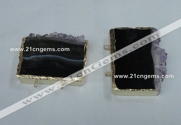 NGC132 30*40mm - 35*45mm freeform druzy amethyst connectors