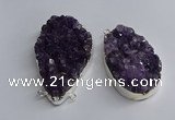 NGC1321 35*50mm - 40*60mm freeform druzy amethyst connectors