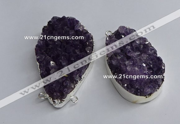 NGC1321 35*50mm - 40*60mm freeform druzy amethyst connectors