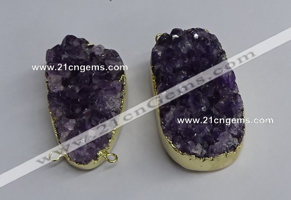 NGC1323 35*50mm - 40*60mm freeform druzy amethyst connectors