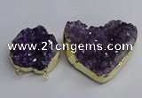 NGC1324 45*50mm - 50*60mm heart druzy amethyst connectors