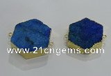 NGC1331 30*30mm - 35*35mm hexagon druzy agate connectors