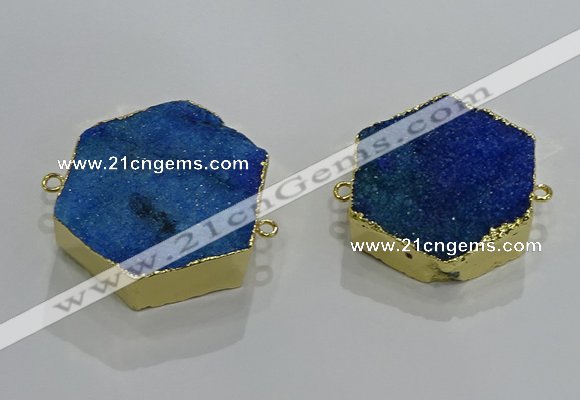 NGC1331 30*30mm - 35*35mm hexagon druzy agate connectors