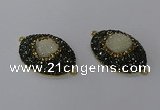 NGC1334 25*35mm oval druzy agate gemstone connectors