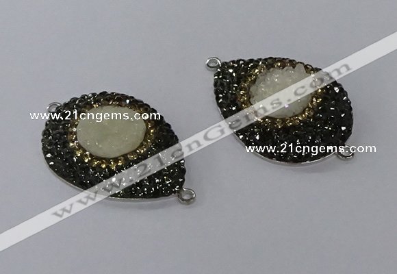 NGC1335 25*35mm teardrop druzy agate gemstone connectors