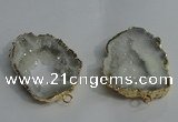 NGC136 30*40mm - 35*45mm freeform plated druzy agate connectors