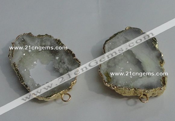 NGC136 30*40mm - 35*45mm freeform plated druzy agate connectors