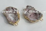 NGC137 30*40mm - 35*45mm freeform plated druzy agate connectors