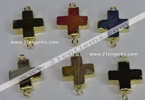 NGC1372 18*18mm - 20*20mm cross agate connectors wholesale