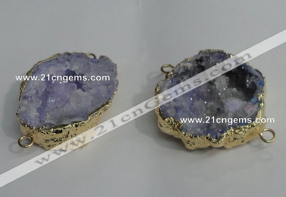 NGC138 30*40mm - 35*45mm freeform plated druzy agate connectors