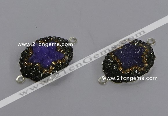 NGC1386 18*25mm freeform druzy agate connectors wholesale