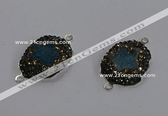 NGC1388 18*25mm freeform druzy agate connectors wholesale