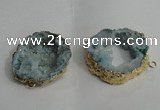 NGC139 30*40mm - 35*45mm freeform plated druzy agate connectors