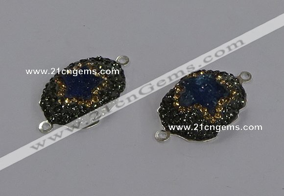 NGC1390 18*25mm freeform druzy agate connectors wholesale