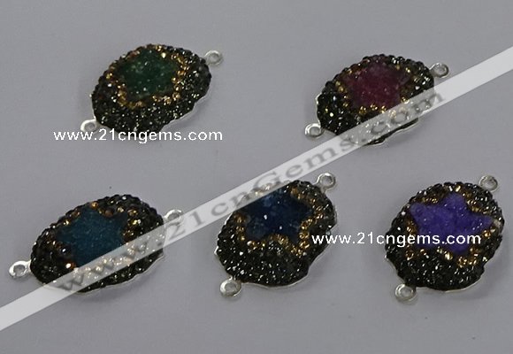 NGC1392 18*25mm freeform druzy agate connectors wholesale