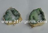 NGC140 30*40mm - 35*45mm freeform plated druzy agate connectors