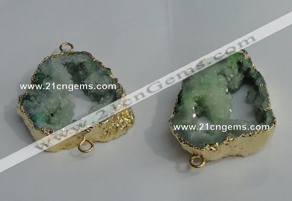 NGC140 30*40mm - 35*45mm freeform plated druzy agate connectors