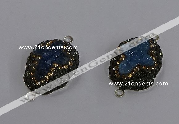 NGC1418 18*25mm freeform druzy agate connectors wholesale