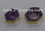 NGC1426 18*25mm - 25*35mm hexagon druzy agate connectors