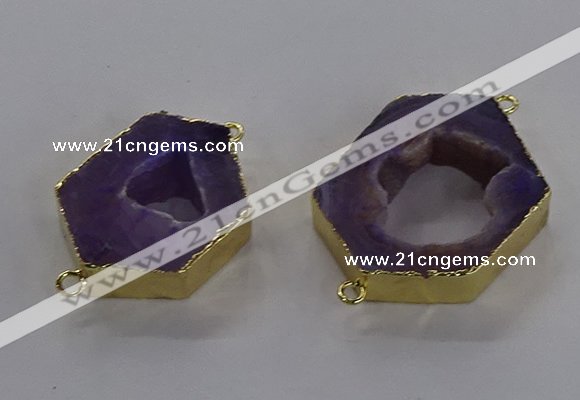 NGC1426 18*25mm - 25*35mm hexagon druzy agate connectors