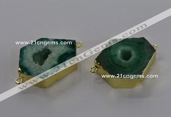 NGC1429 18*25mm - 25*35mm hexagon druzy agate connectors