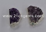 NGC1435 20*25mm - 25*30mm freeform druzy amethyst connectors