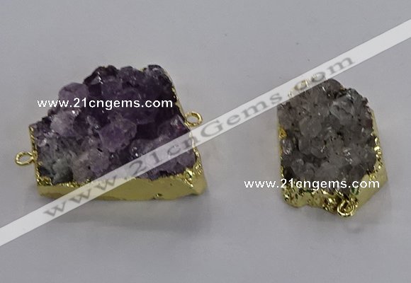 NGC1436 20*25mm - 25*30mm freeform druzy amethyst connectors