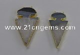 NGC1438 25*50mm - 30*55mm arrowhead agate gemstone connectors
