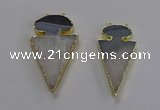 NGC1438 25*50mm - 30*55mm arrowhead agate gemstone connectors