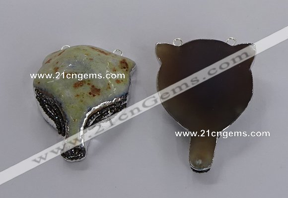 NGC1441 40*55mm - 45*60mm Fox-head agate gemstone connectors