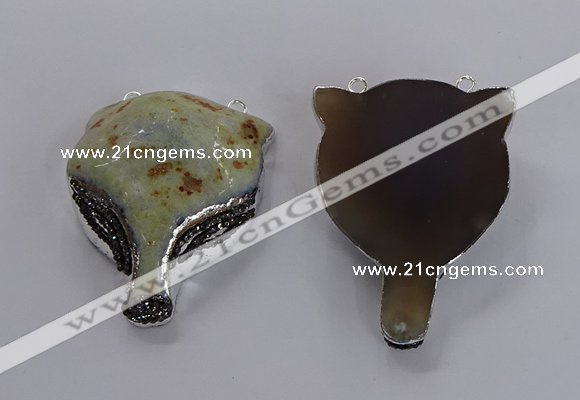 NGC1441 40*55mm - 45*60mm Fox-head agate gemstone connectors