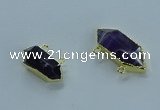 NGC1453 10*24mm - 14*35mm hexagon amethyst connectors wholesale