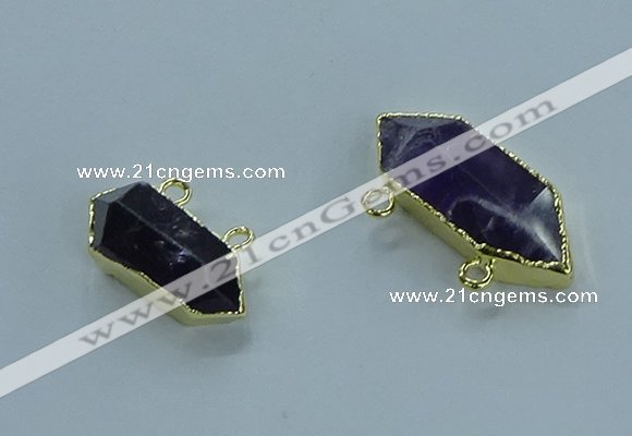 NGC1453 10*24mm - 14*35mm hexagon amethyst connectors wholesale