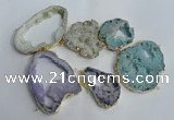 NGC146 40*50mm - 55*70mm freeform plated druzy agate connectors