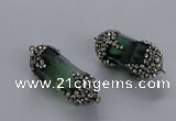 NGC1463 15*40mm - 15*45mm faceted nuggets green fluorite connectors