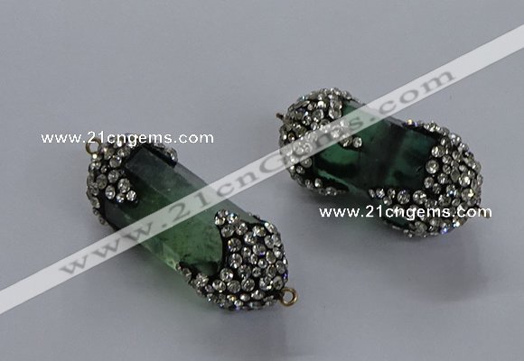 NGC1463 15*40mm - 15*45mm faceted nuggets green fluorite connectors