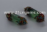 NGC1464 15*40mm - 15*45mm faceted nuggets green fluorite connectors