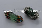 NGC1465 15*40mm - 15*45mm faceted nuggets green fluorite connectors