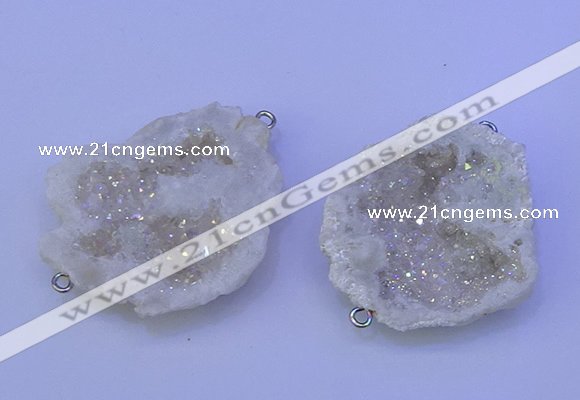 NGC1470 28*35mm - 40*45mm freeform plated druzy agate connectors