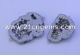 NGC1472 28*35mm - 40*45mm freeform plated druzy agate connectors