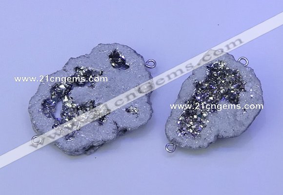 NGC1472 28*35mm - 40*45mm freeform plated druzy agate connectors