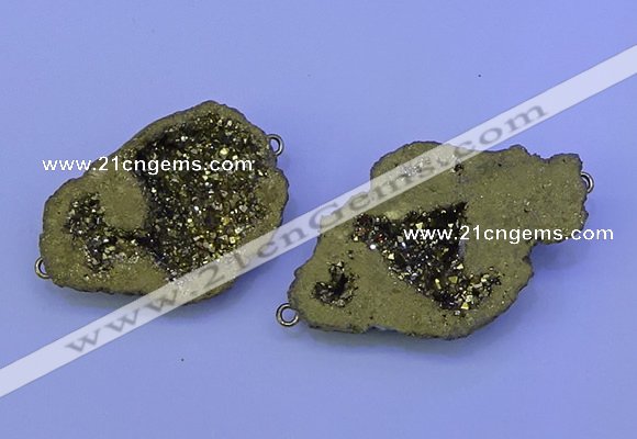 NGC1473 28*35mm - 40*45mm freeform plated druzy agate connectors